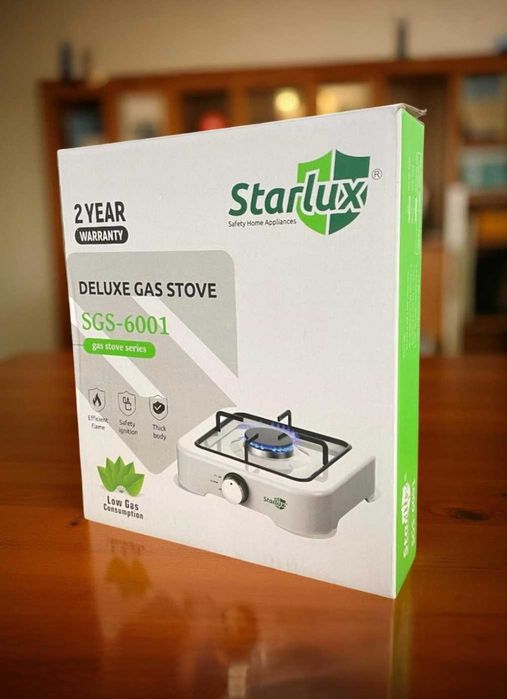 Настільна газова плита 1 конфорка біла плитка на дачу