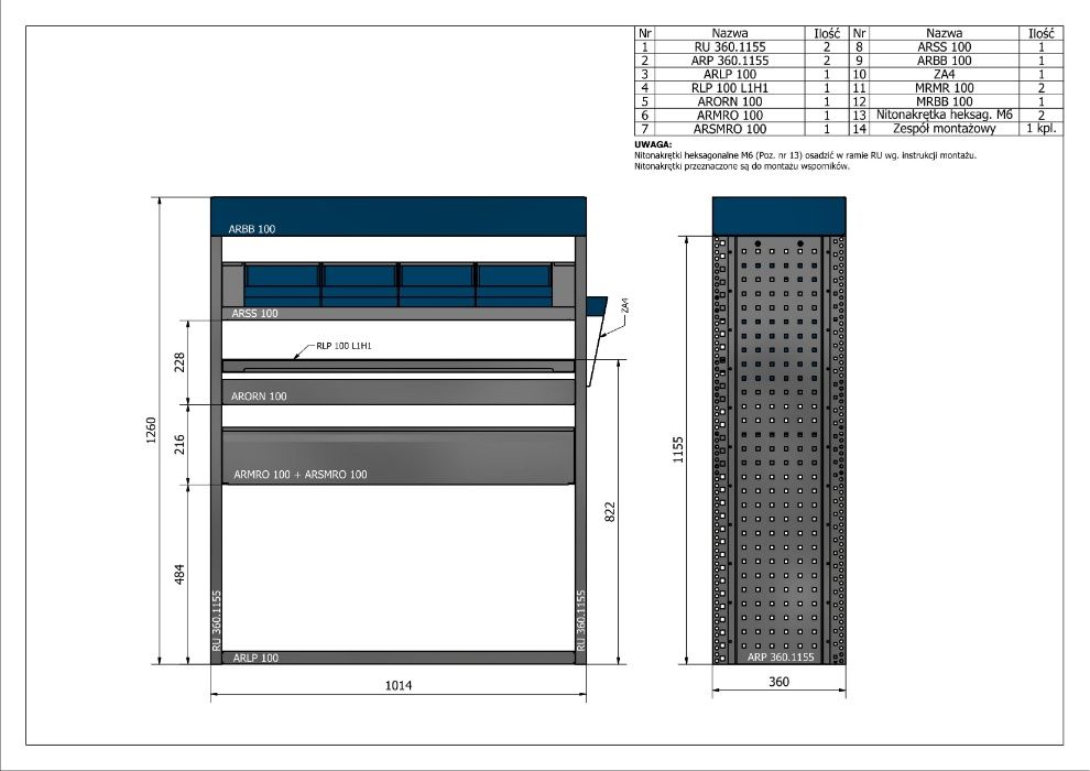 Peugeot Boxer L1H1- zabudowa warsztatowa strona prawa STD