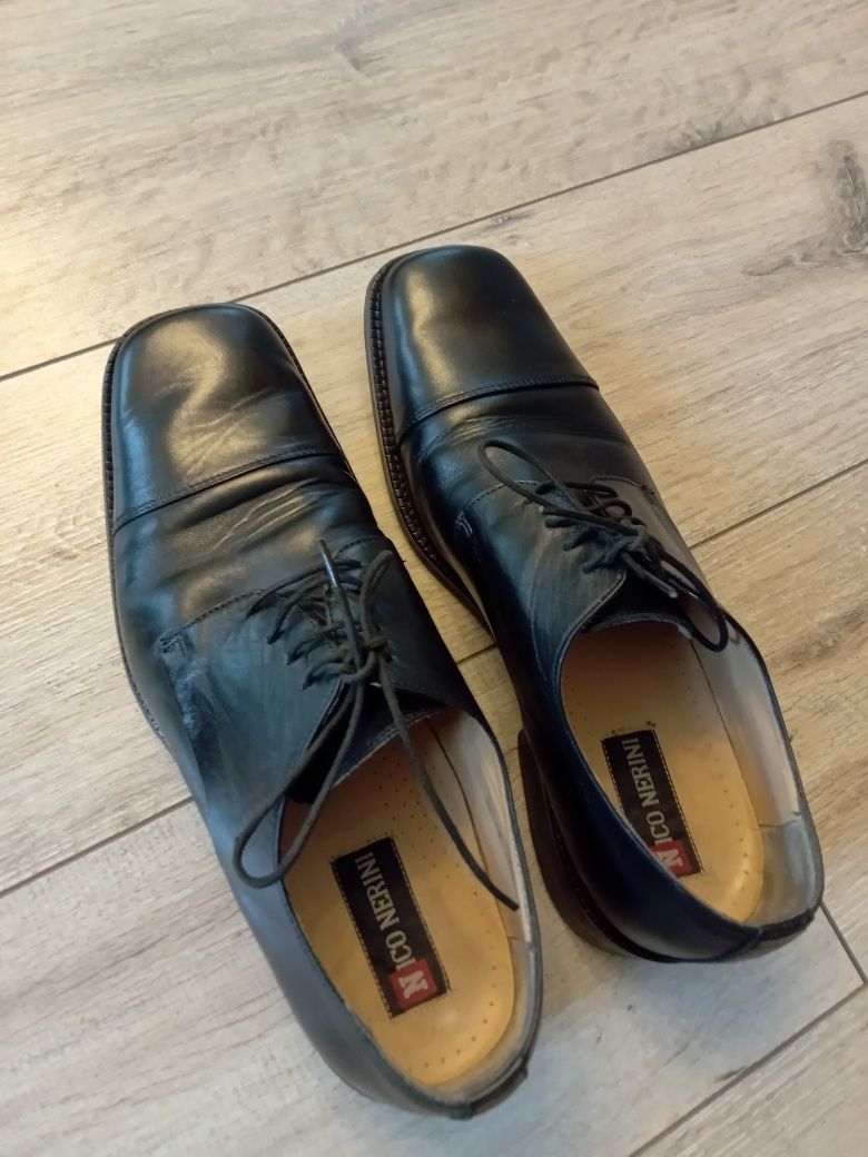 Eleganckie buty, półbuty męskie. Wizytowe, garniturowe. 43. Skóra.