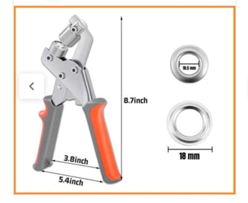 Alicate de ilhós magnético + 1500 ilhós prateados, dourados e cinza
