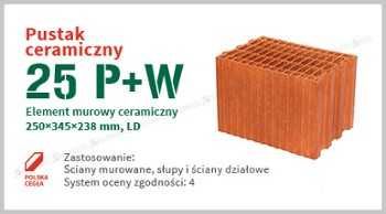 Pustak ceramiczny,pustaki MAX 250 P+W, Keram 360/250/238 nowość