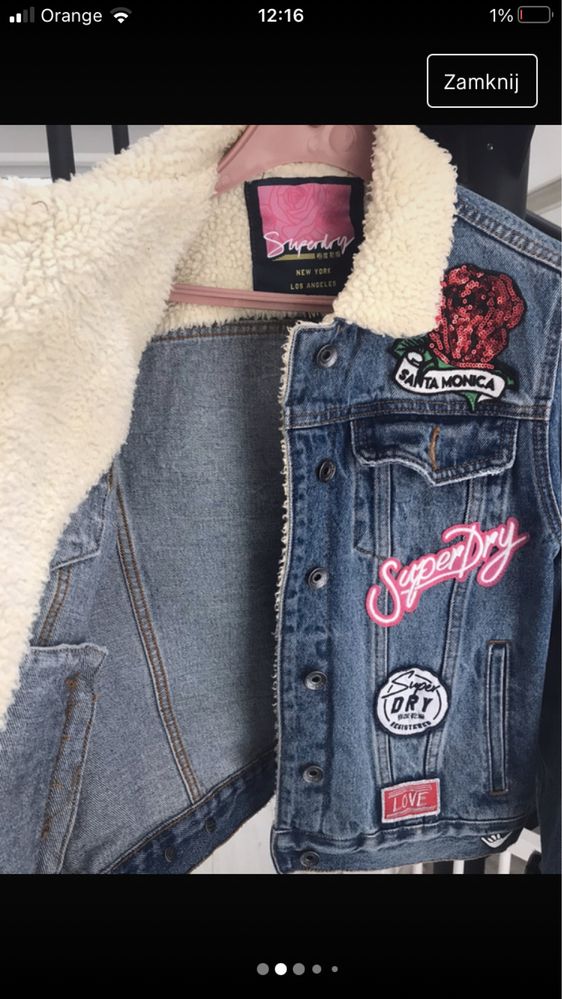 Kurtka jeansowa sherpa superdry M jak nowa kożuszek