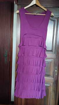 Vestido aos folhos roxo/purpura, tamanho S