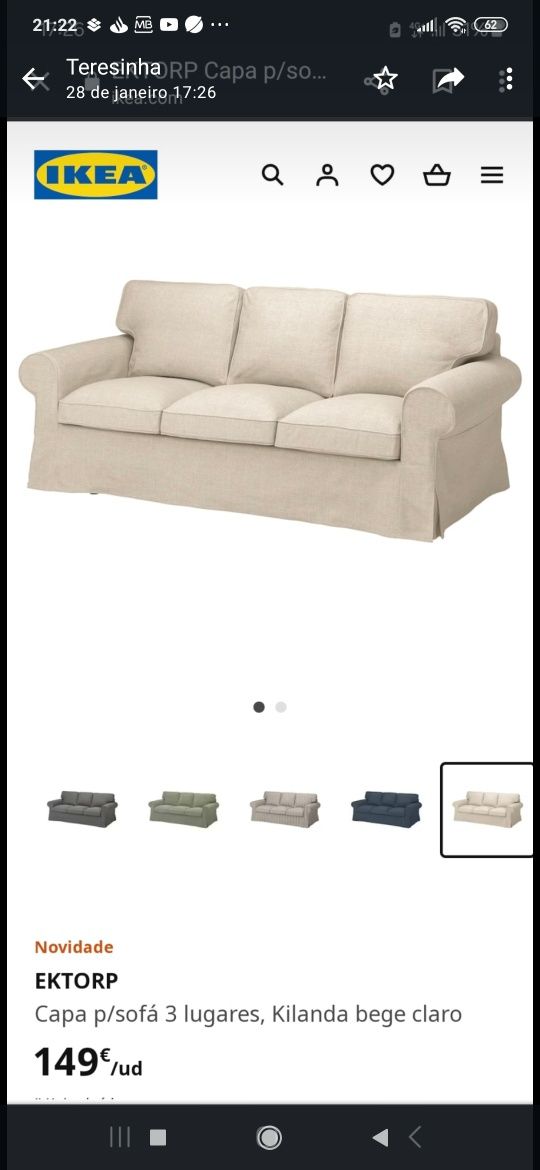 Capa sofá 3 lugares (EKTORP - IKEA)