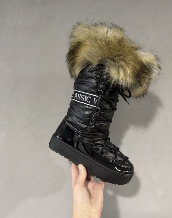 Czarne śniegowce, śniegowce damskie, buty zimowe, kozaki, botki, 36