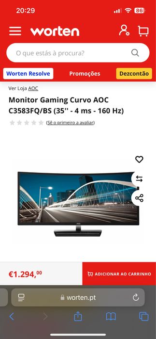 Monitor gaming 35’’ AOC C3583FQ