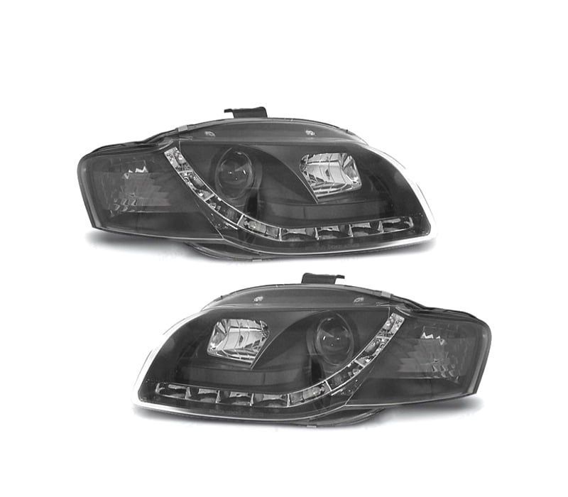 FARÓIS AUDI A4 B7 04-07 LUZ DIURNA FUNDO NEGRO