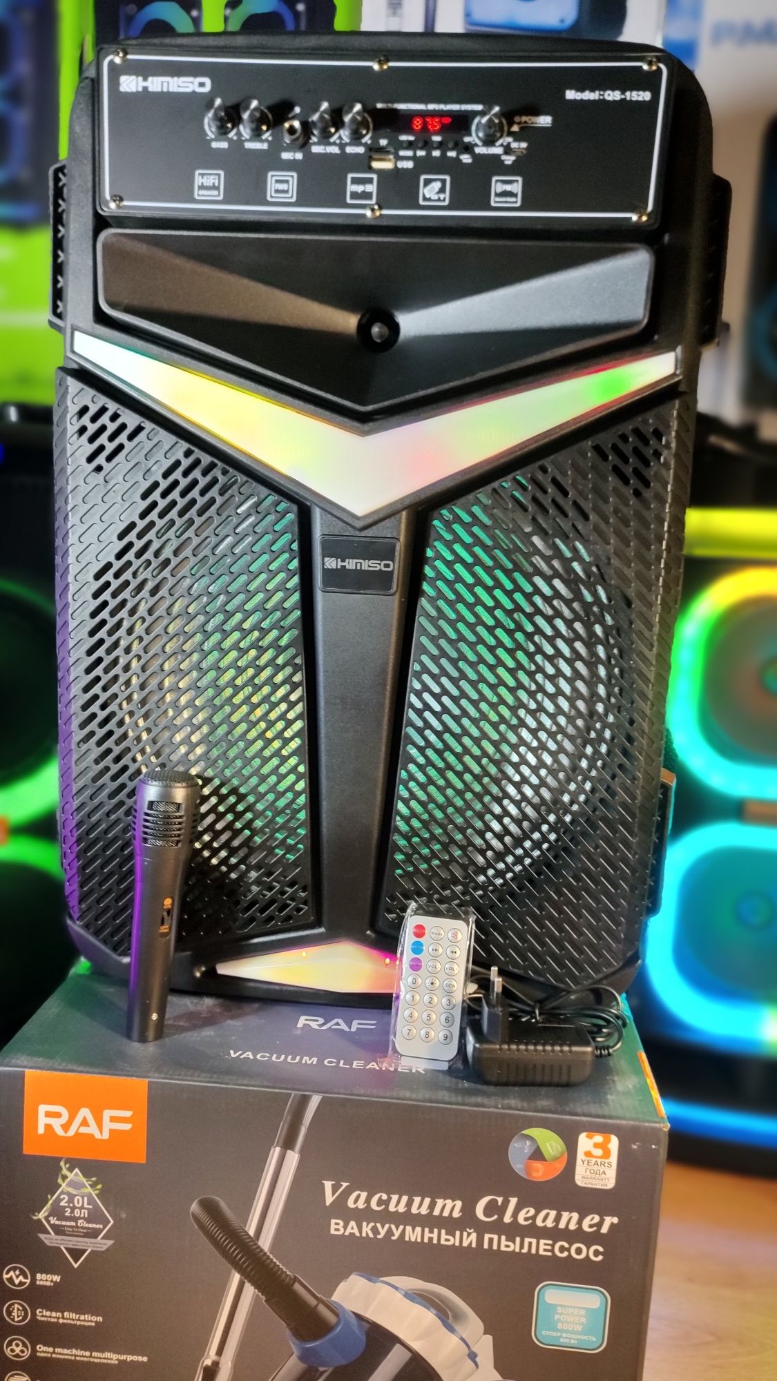 Блютуз акустика караоке KIMISO-151(microSD,USB,FM)ПульДУ, микрофон