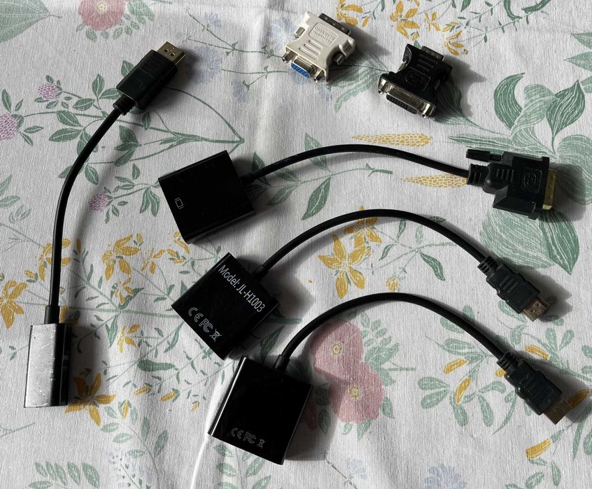 adaptery kabli video do monitora VGA HDMI DVI Display Port