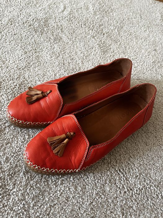 Шкіряні лофери червоного кольору/р.37