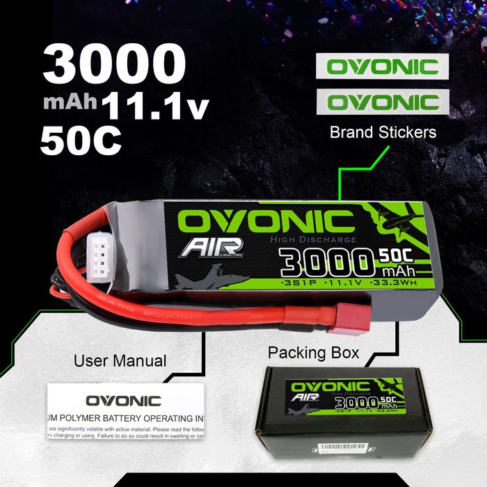 OVONIC 3000mAh 3S 11.1V 50C Lipo Tdeans