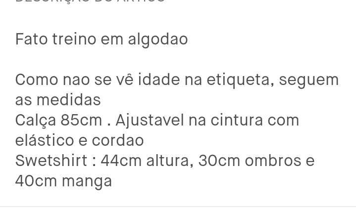 Fato treino algodão