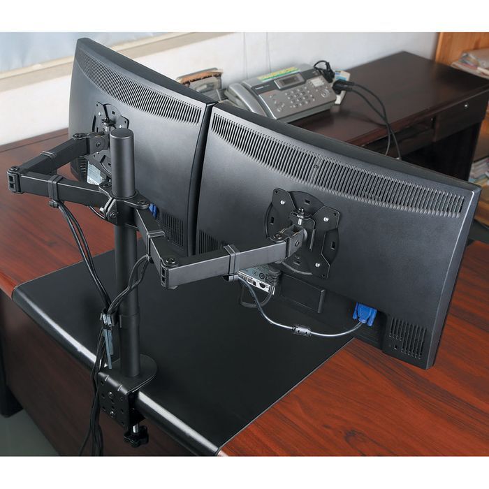 Uchwyt biurkowy do dwóch monitorów LED LCD 13-27 cala PIVOT L-02N