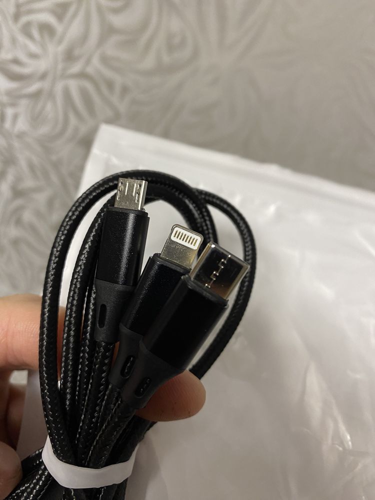 Зарядка 3 в 1 micro usb iphone type-c кабель шнур