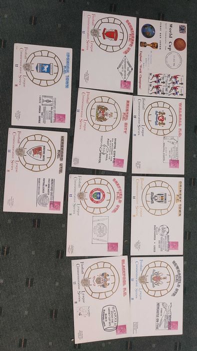 10 Envelopes FDC com selos e carimbo - Ingleses tema futebol