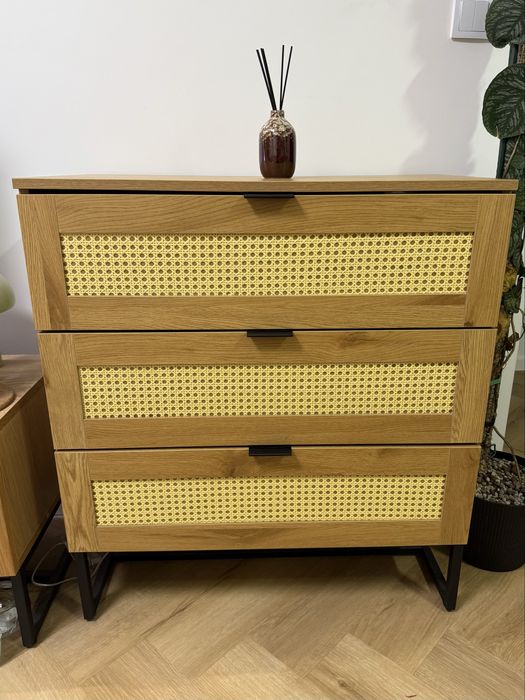 Komoda rattan z szufladami dąb naturalny
