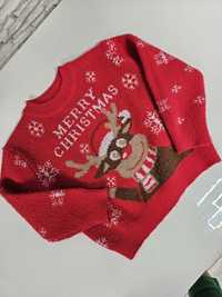 Sweterek chlopecy z reniferem Merry Christmas rozm 4Y