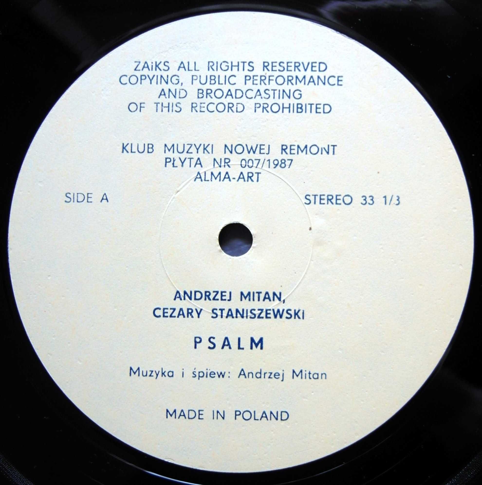 Alma-Art ~ ANDRZEJ MITAN Cezary Staniszewski PSALM winyl LP Alma Art