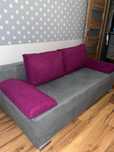 Kanapa sofa rozkładana szaro różowa stan bardzo dobry 190 cm