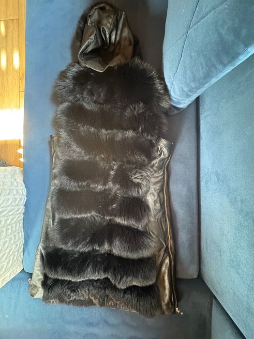 Kurtka skórzana kamizelka z lisem