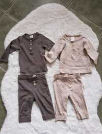 Komplet H&M zestaw bluzka i legginsy dla noworodka 56 beżowe kolory