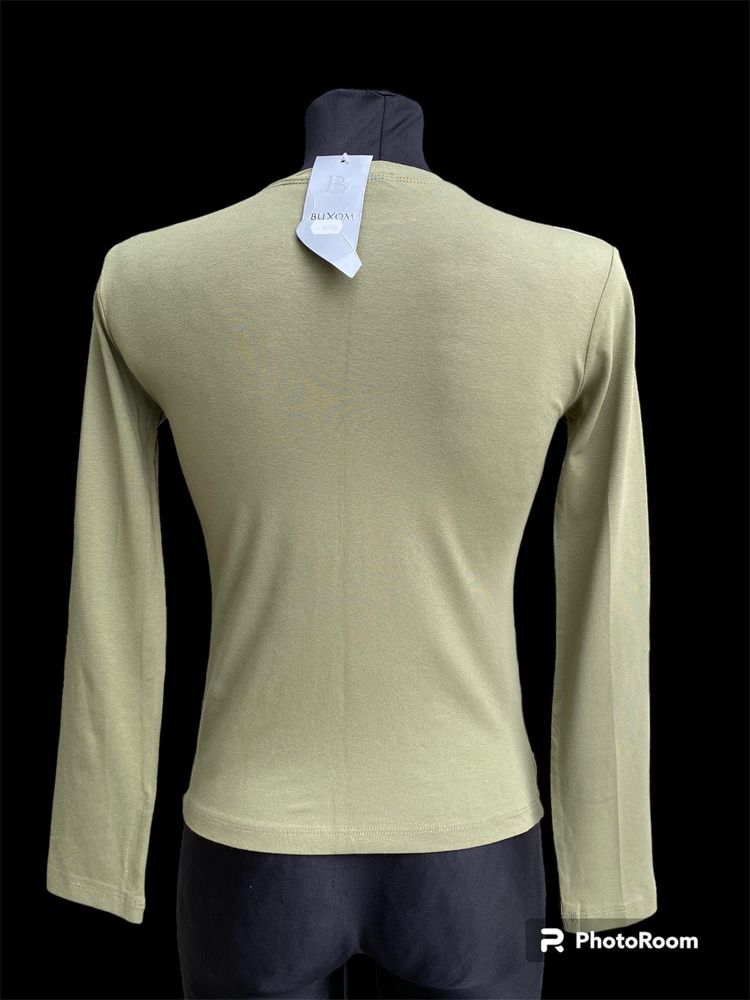 Zielona/khaki bluzka z długim rękawem vintage 38/M świetna na wiosnę