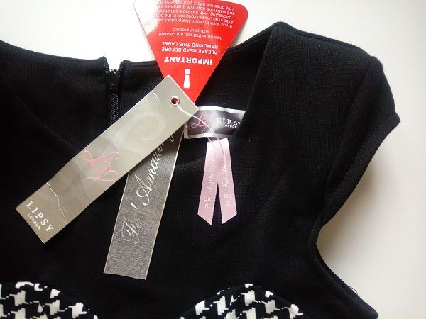 Lipsy London Nowa markowa zgrabna ołówkowa sukienka czarna biała XS