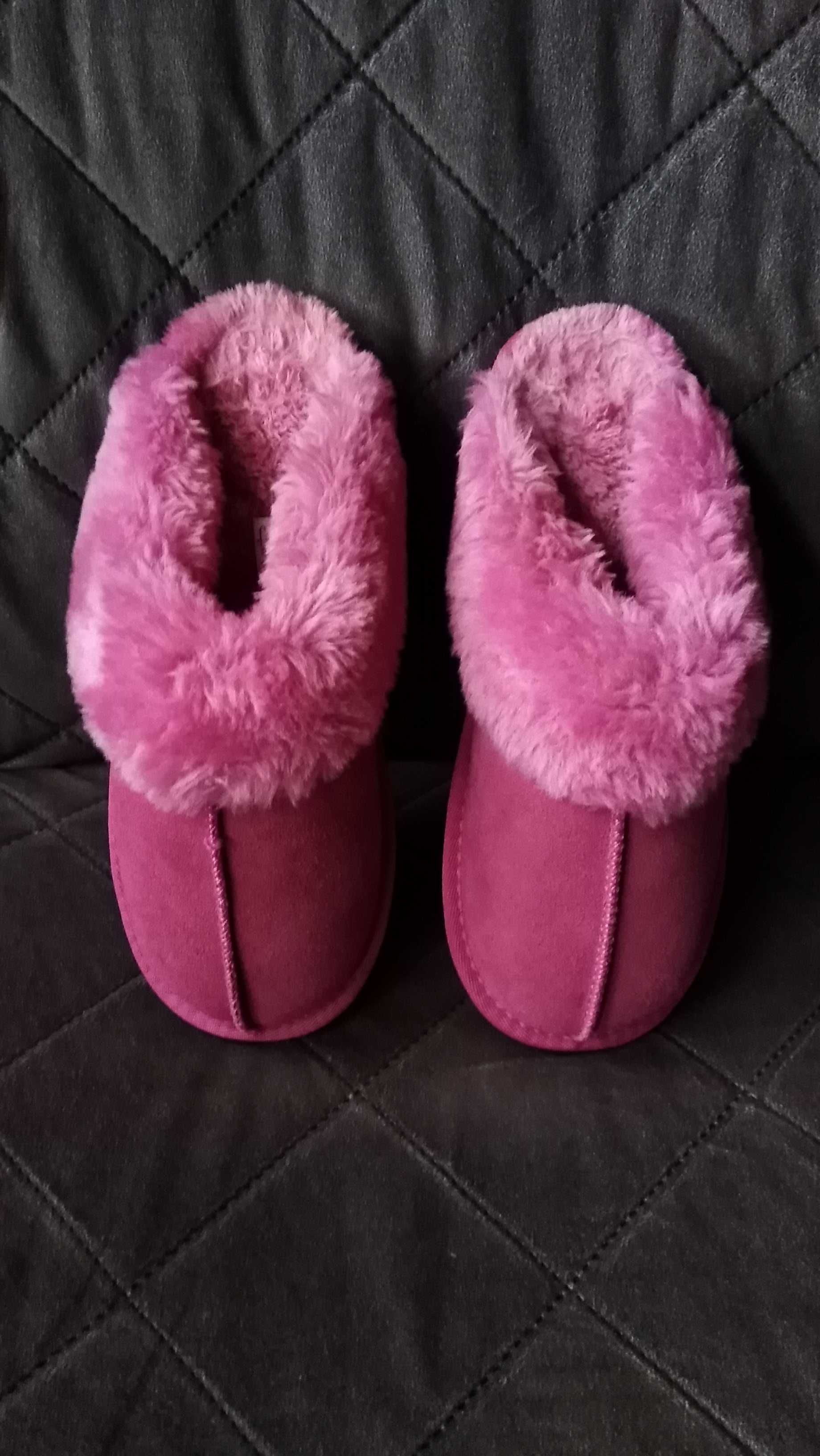 NEXT futrzane kapcie/bambosze jak Ugg skóra naturalna futro 38
