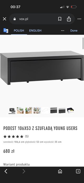 Regał z szufladą biało czarny