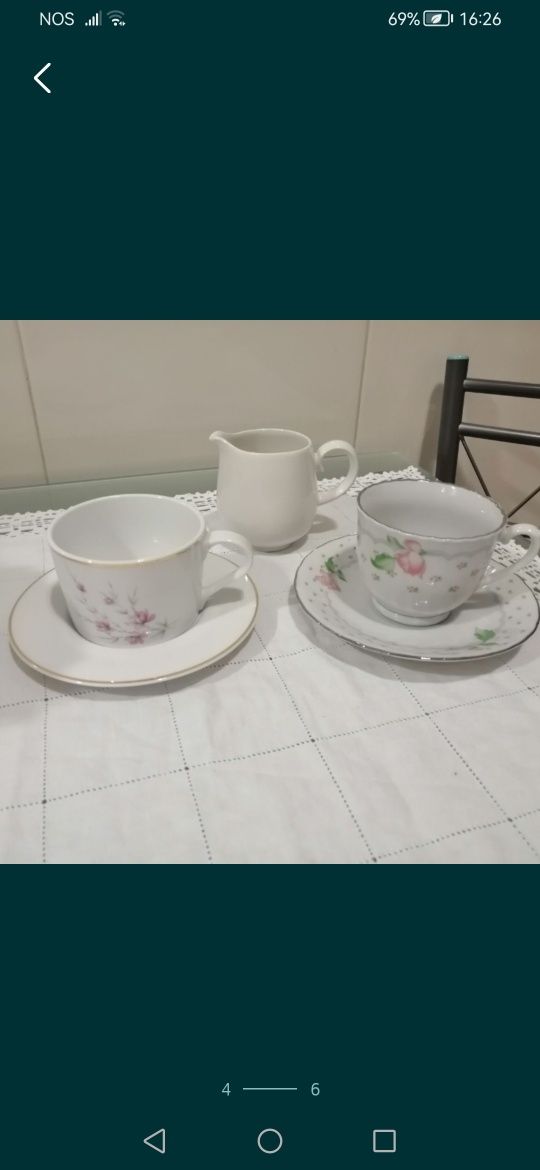 Chávenas variadas+tegelas mil flores+oferta mãe+cesto flores
Chavenas