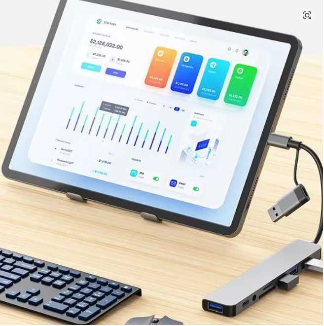 Докстанция 8 в 2 USB Type C HUB  с 3,5 мм ауд. SD Micro SD Cart Reader