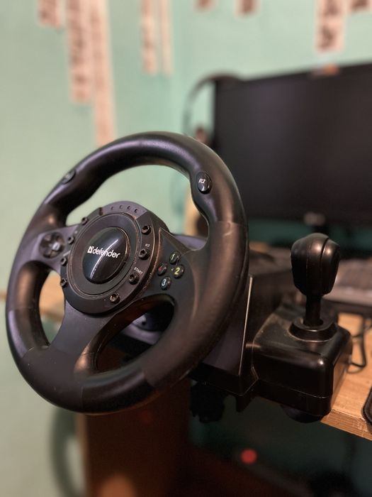 Ігровий руль defender руль+коробка передач + педалі газ тормоз