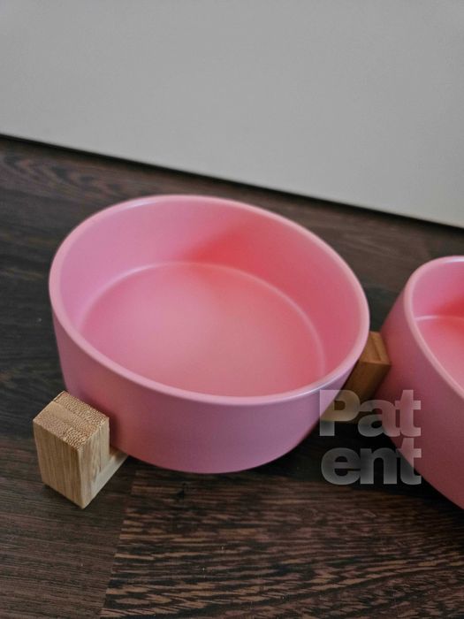 Miski ceramiczne dla psa kota zestaw 2 sztuki x 400 ml różowe