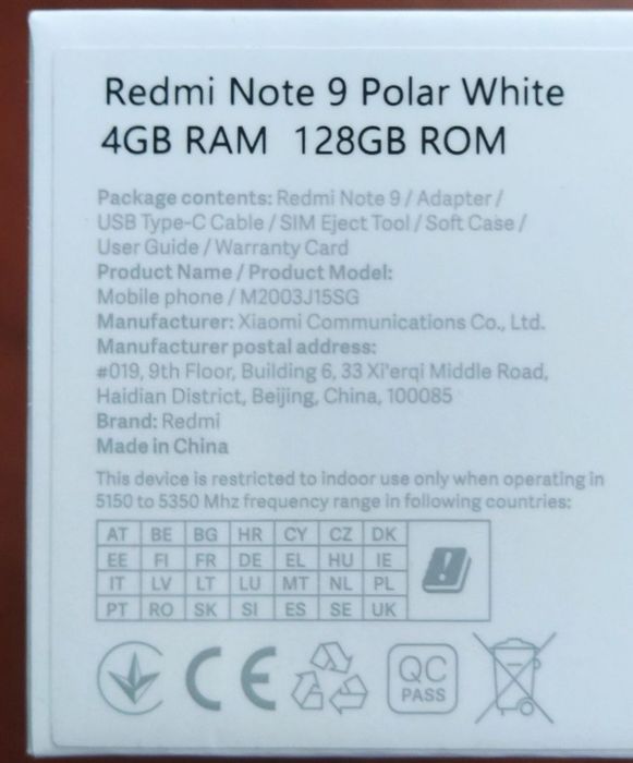 Redmi Note 9 Polar White 4GB/128GB