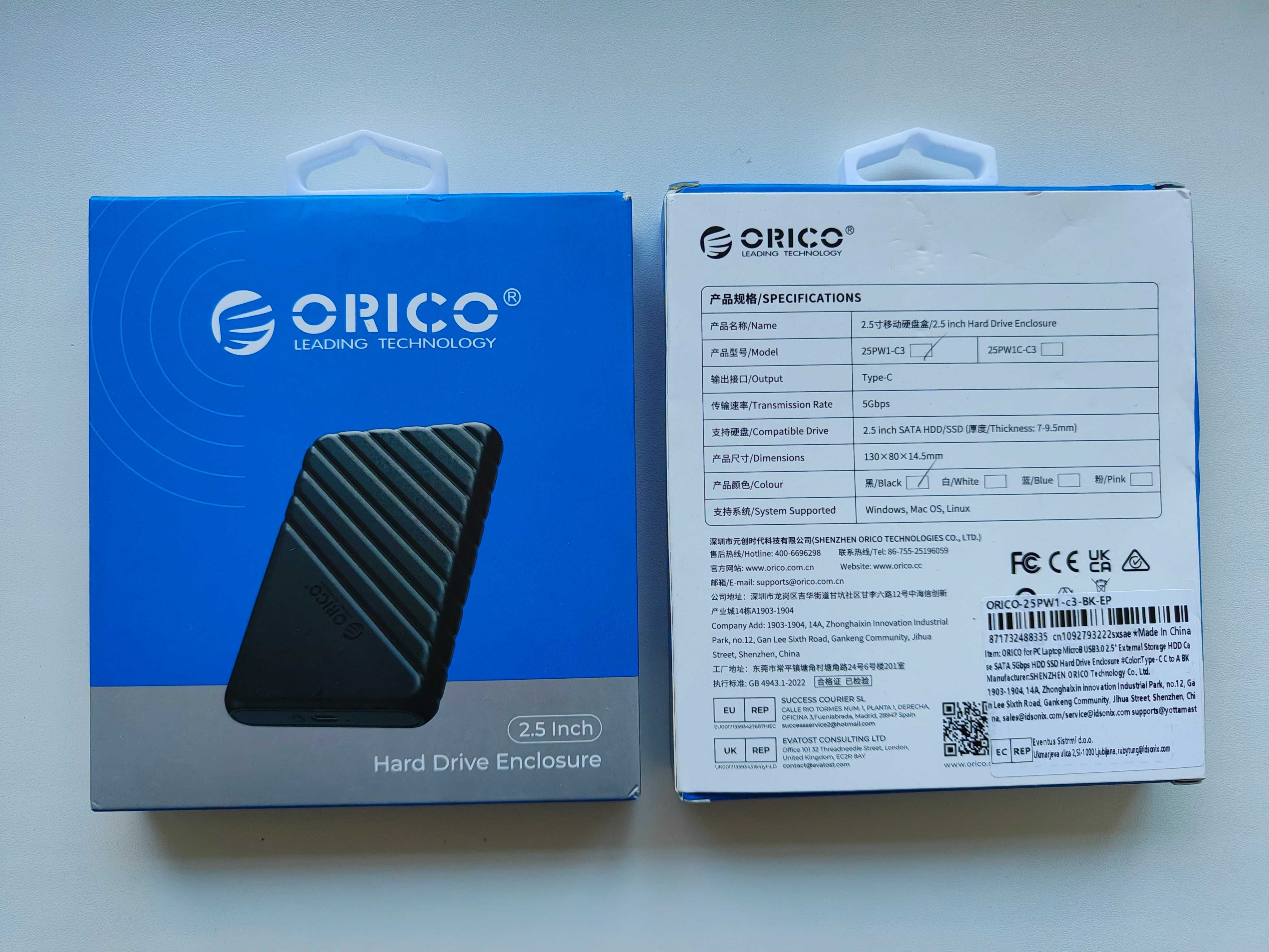 Orico 25PW1-C3 Type-C USB3.1 Gen1 зовнішня кишеня корпус SATA HDD 2.5