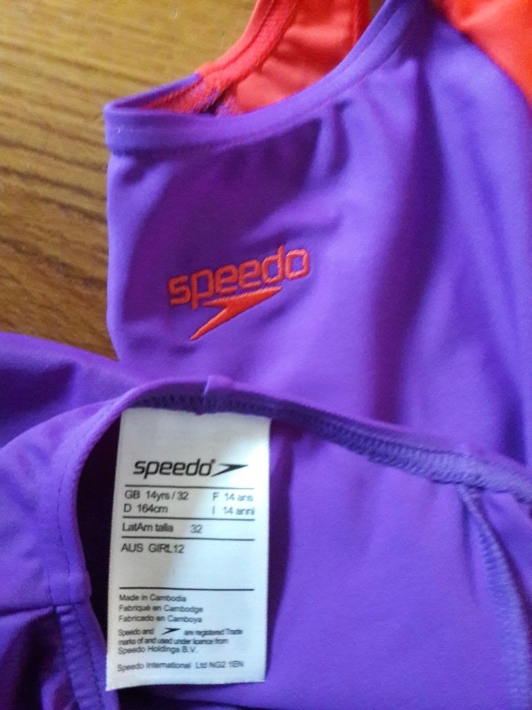 Speedo nowy mega strój pływacki/kąpielowy fiołek/pomarańcz r 14l i 164
