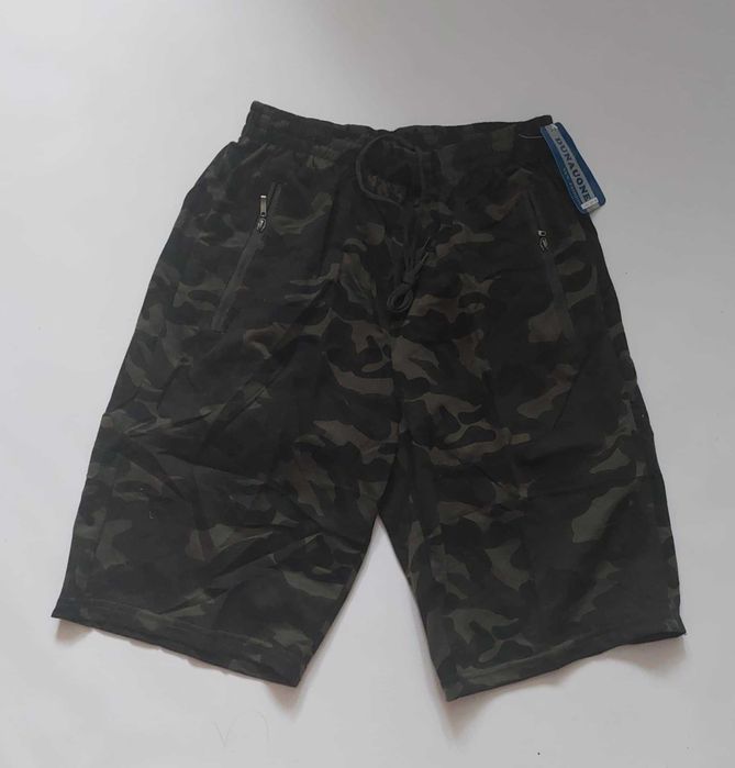 Spodenki męskie dresowe moro bawełna Dunauone Y-6343 kieszenie r. 3XL