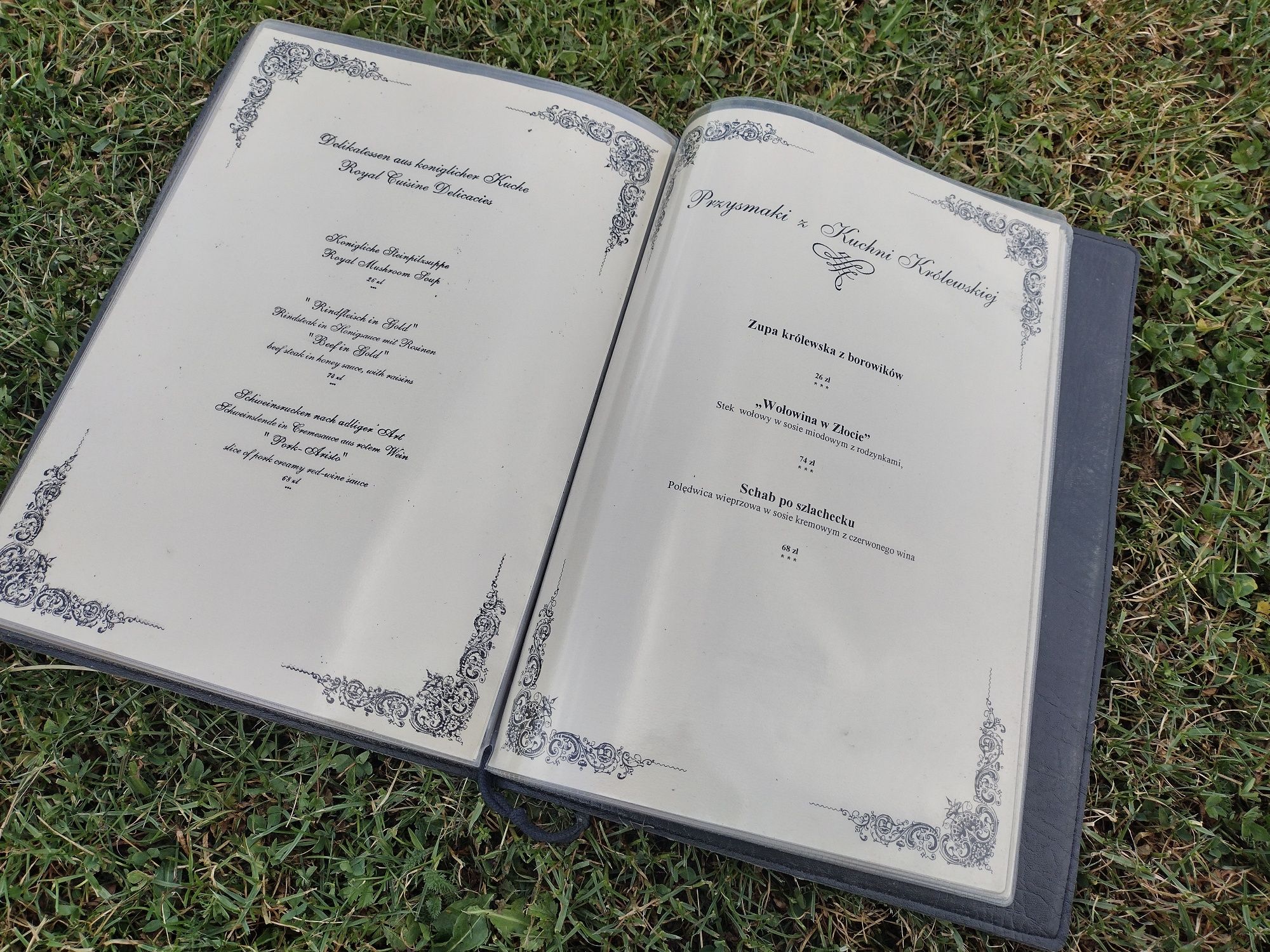 Menu restauracji Hotelu Pałac w Sieniawie