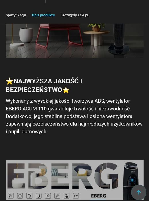 Wentylator kolumnowy Acum 110 czarny