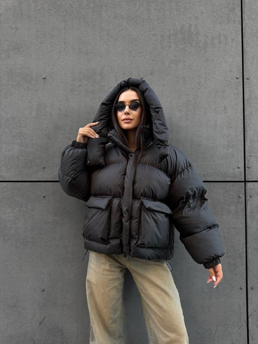 Куртка пуфер чорний зимовий