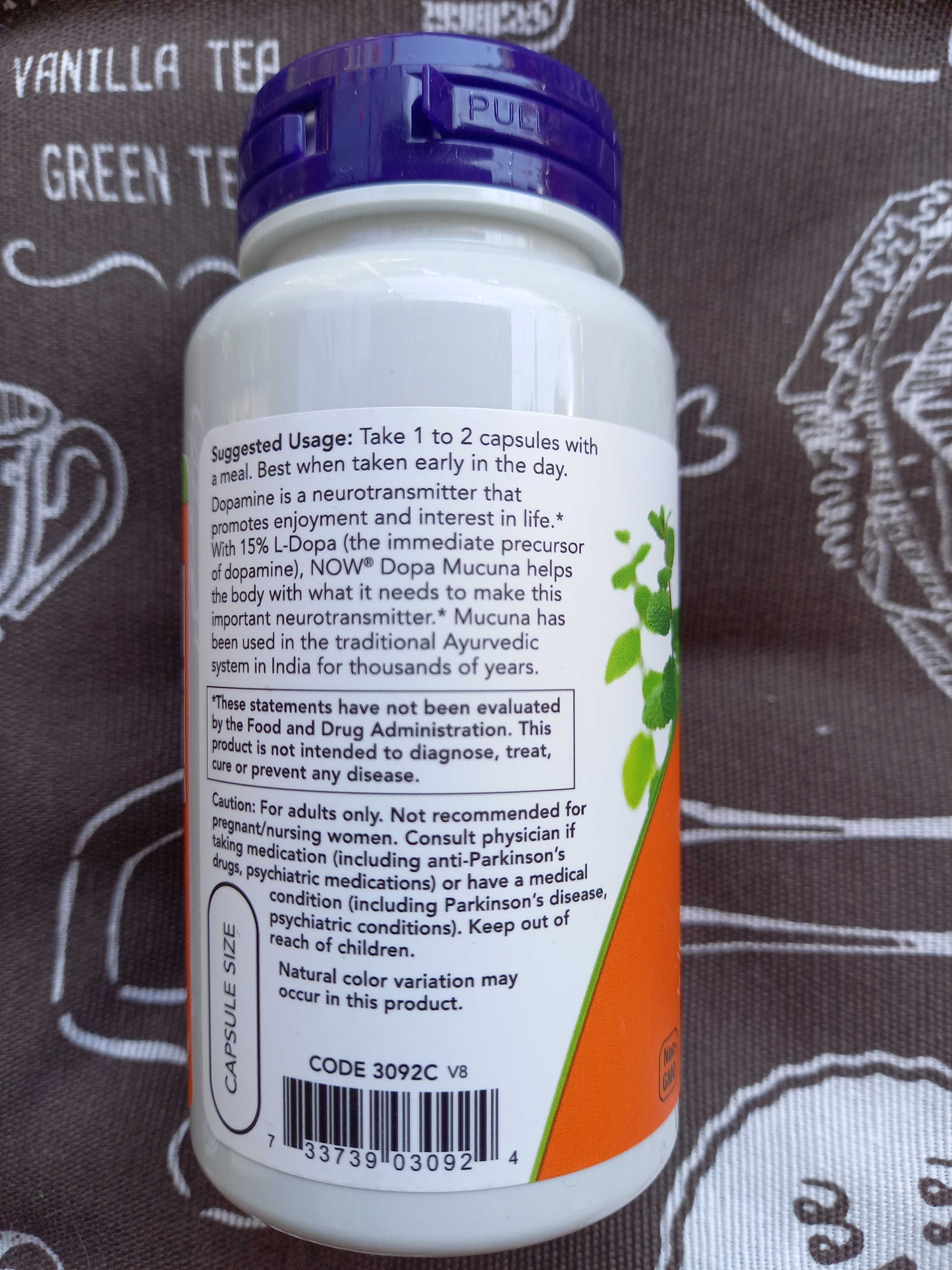 Now Foods Dopa Mucuna Допа Мукуна поддержка работы мозга дофамин
