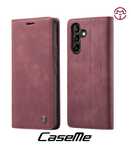 Etui Samsung Galaxy A34 5G, CaseMe, bordowe, ze skórki, z klapką na ma