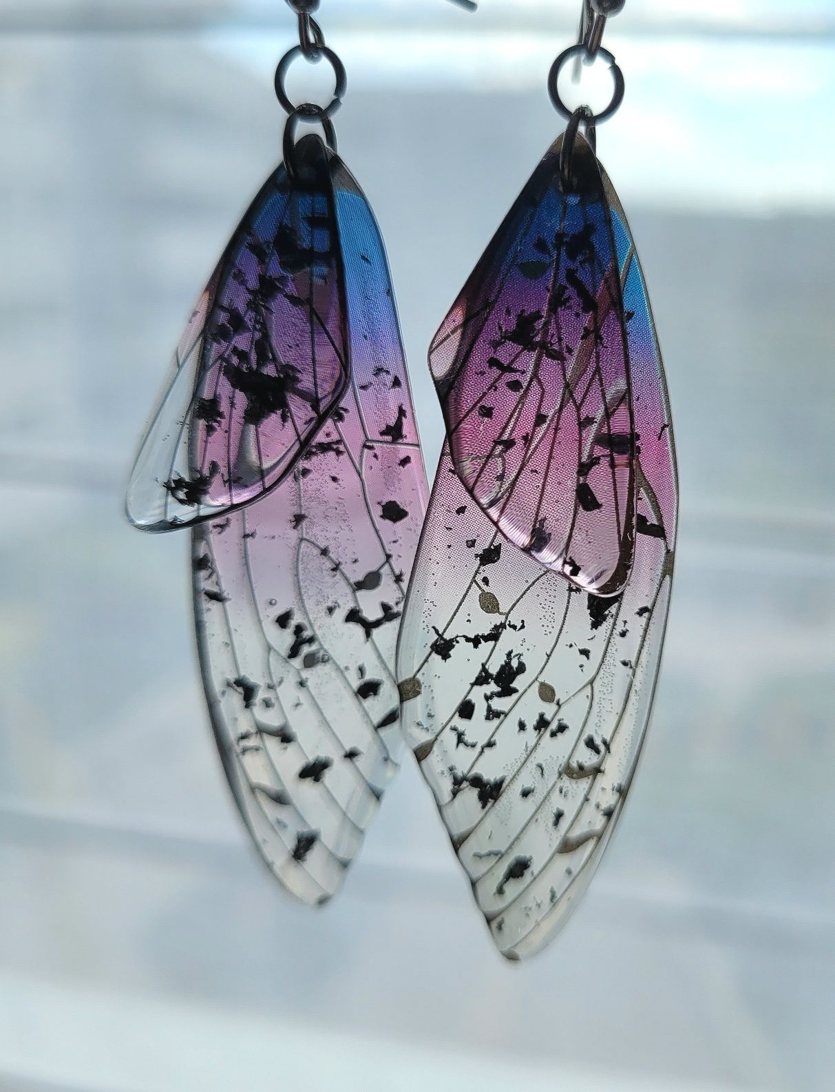 Kolczyki długie skrzydła ważki motyla elfa