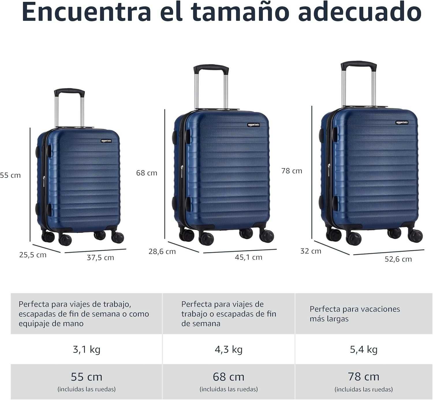 Amazon - Mala de viagem rígida giratória, expansivel, 105l, 78cm, Nova