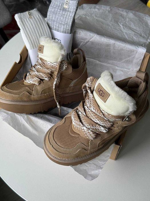 Угги UGG Lowmel Sneaker Beige / Уггі Ловмель Снекер бежеві замшеві