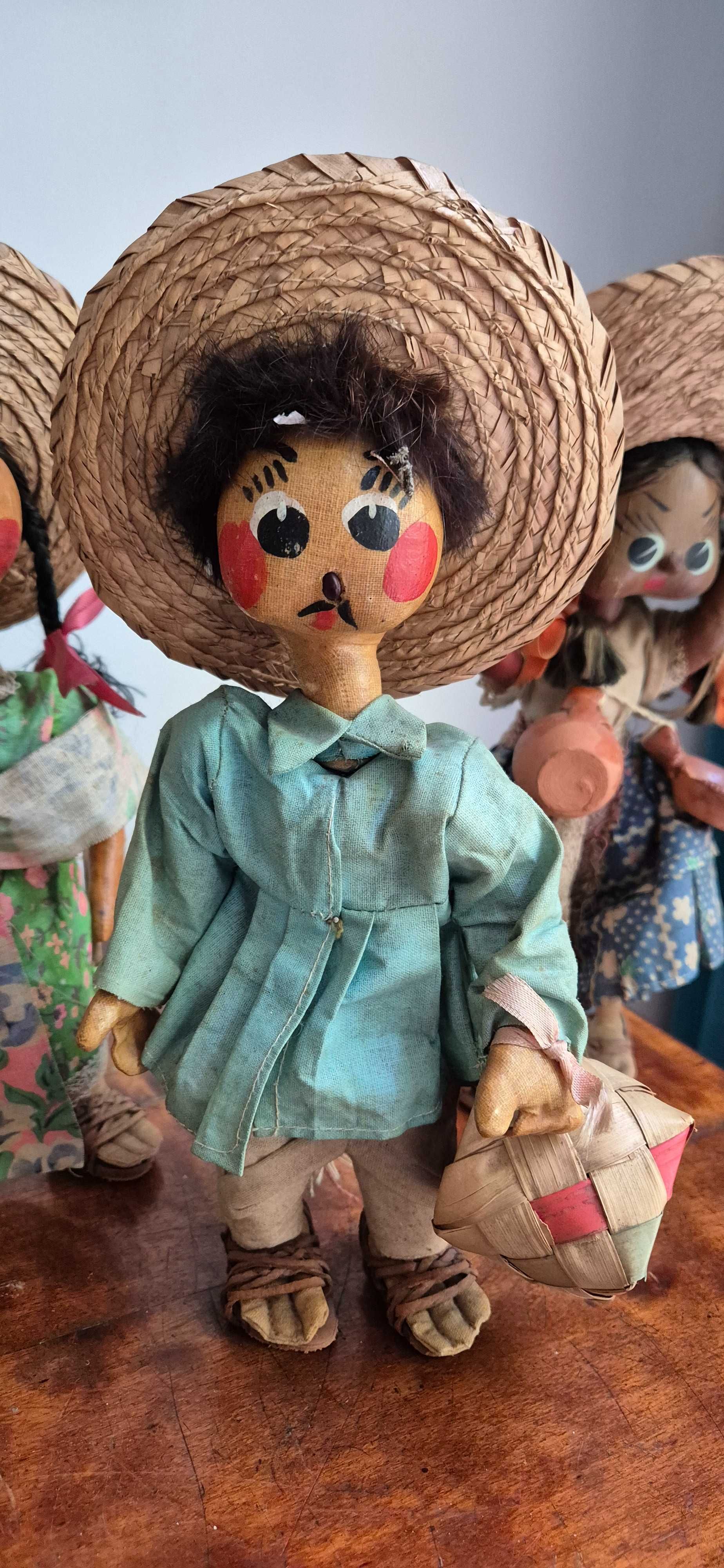 Kolekcjonerskie stare lalki paper mache Meksyk zabytek unikat dekor