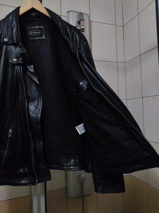 kurtka skórzana czarna vintage JC Collection skóra elegancka Black XXL