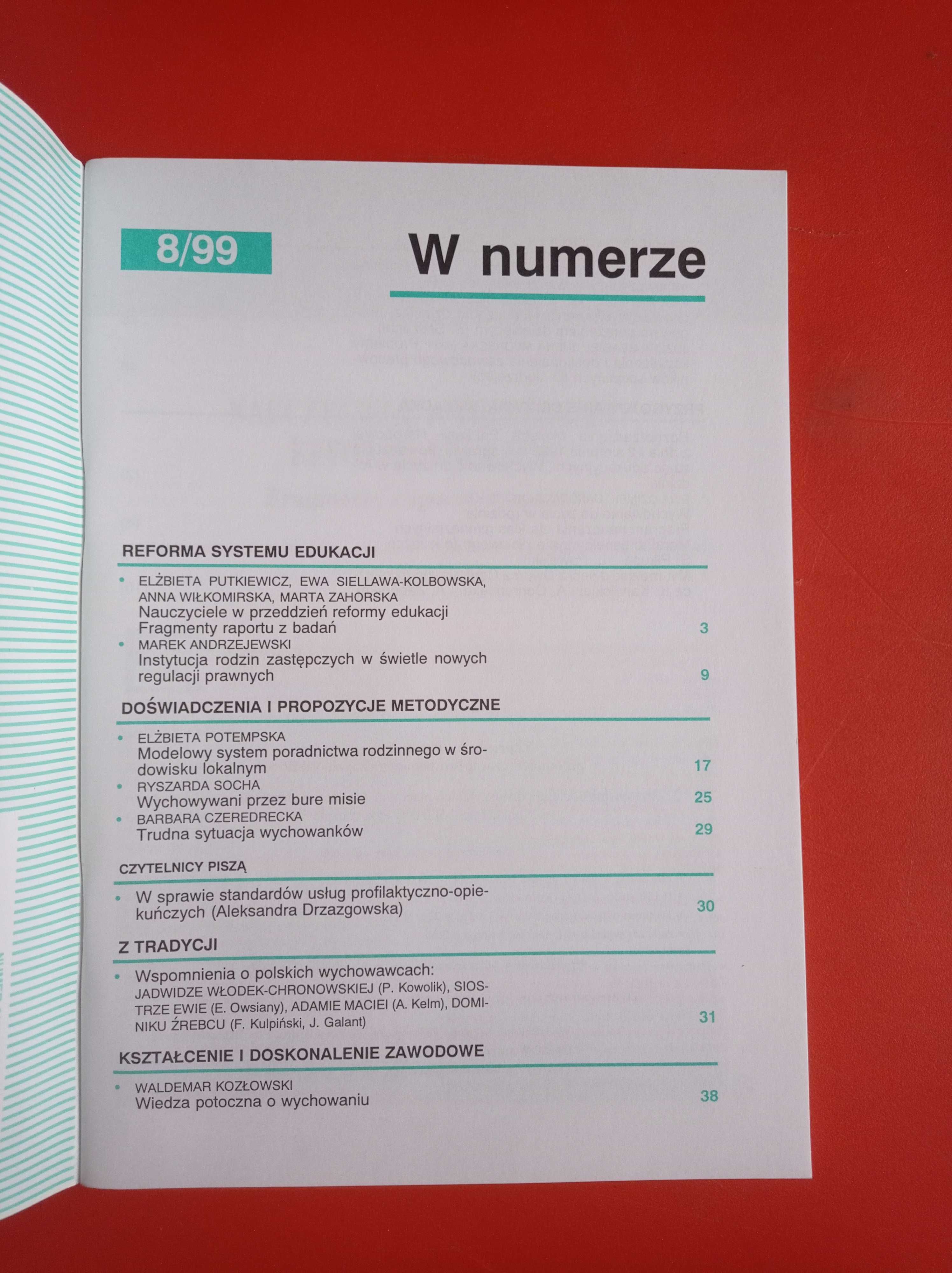 Problemy opiekuńczo-wychowawcze, nr 8/1999, październik 1999