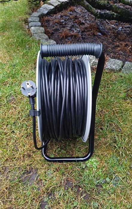 Przedłużacz Bębnowy 50 m, Kabel Budowlany, Gruby 3x2,5 mm, Ogrodowy