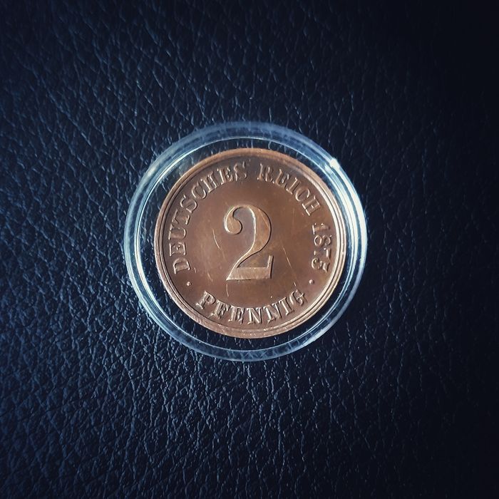 2 Pfenningi z 1875 roku z piękną patyną - Imperium Niemieckie